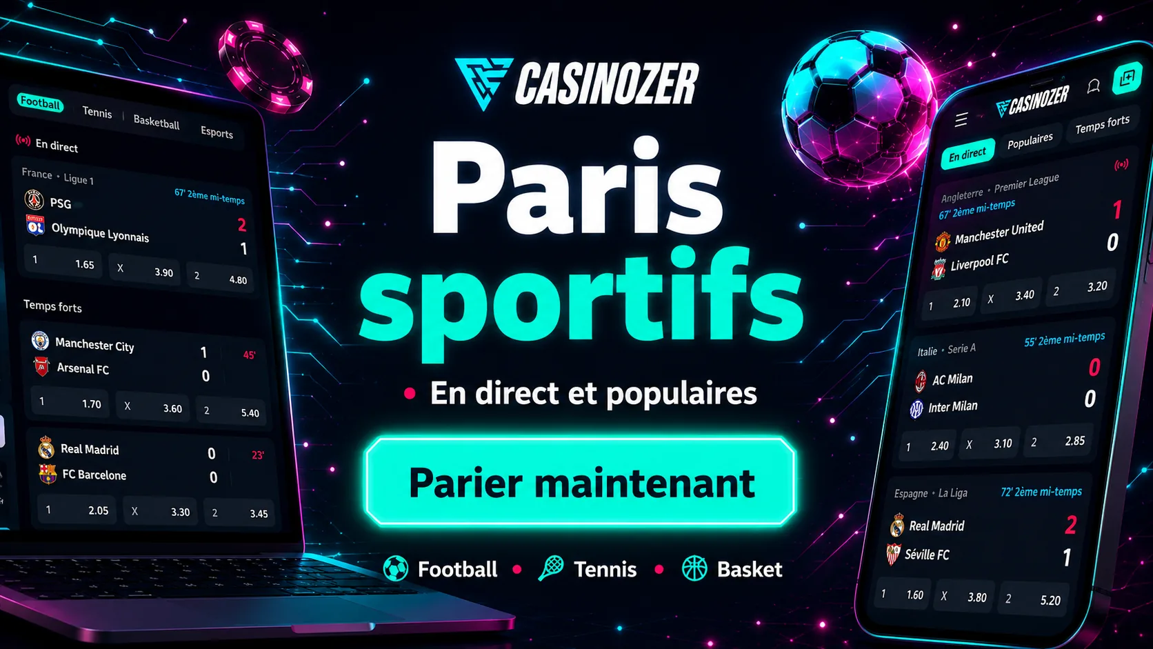 Interface Casinozer pour les paris sportifs